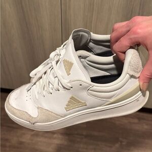 Adidas Men's White Sneakers with Gold Accents